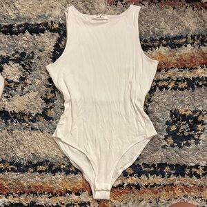 White Ribbed Bodysuit